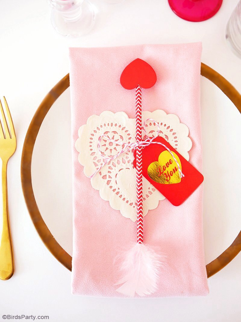 Déco de Table de Dernière Minute pour la Saint Valentin - idée facile et rapide pour décorer votre table joliment pour le repas de la saint Valentin! | BirdsParty.fr