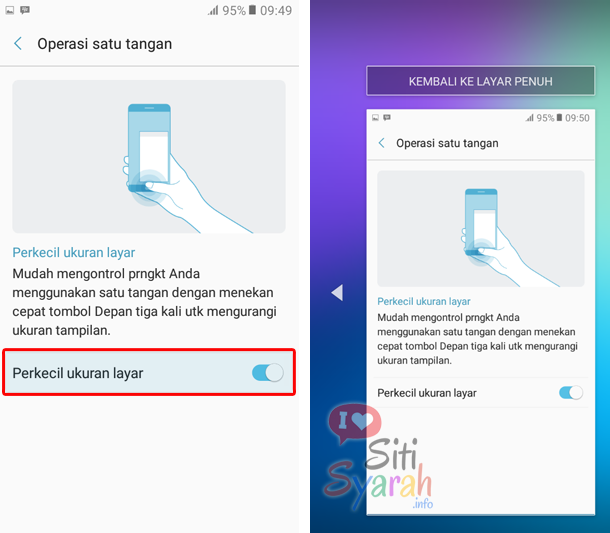 memperkecil layar android