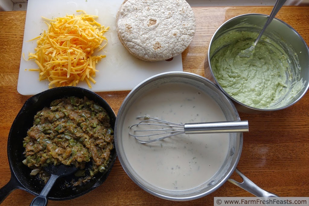 Farm Fresh Feasts Creamy Avocado, Bell Pepper and Hatch Chile Enchiladas