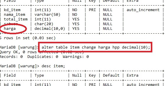 Cara Mengubah Nama Kolom di MySQL