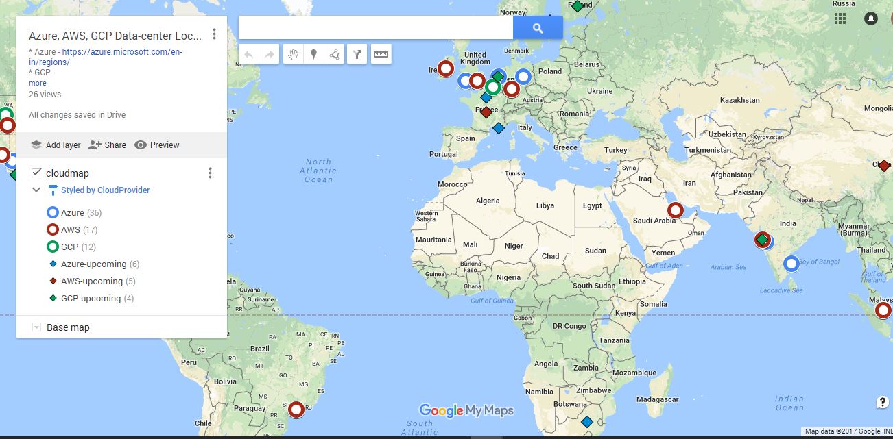 Tech Tips, Tricks & Trivia Map of AWS, Azure & GCP datacenter locations