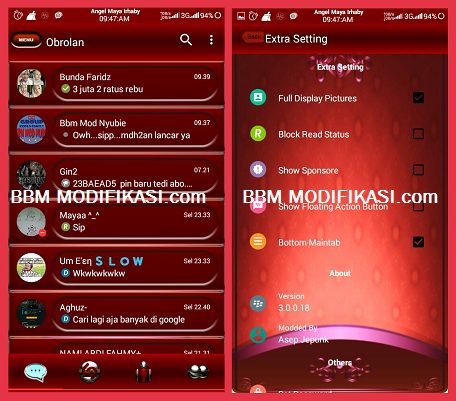 BBM Mod Red Angelic Versi 3.2.5.12 APK Terbaru 