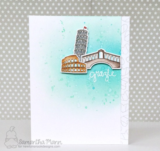 Italy Buildings Grazie card by Samantha Mann | Newton Dreams of Italy stamp set by Newton's Nook Designs #newtonsnook