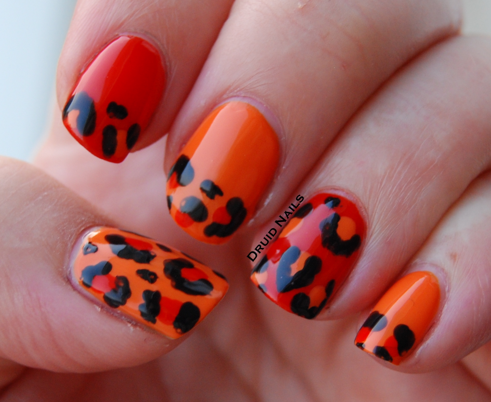 Druid Nails: Orange Leopard