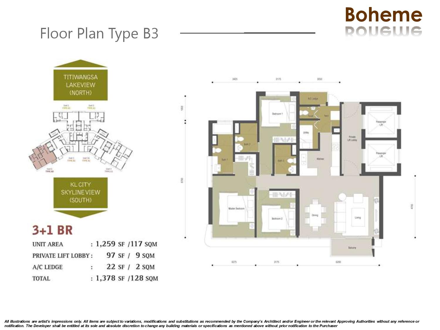 Block B Bohome Floor Plan Setia Sky Residences KLCC