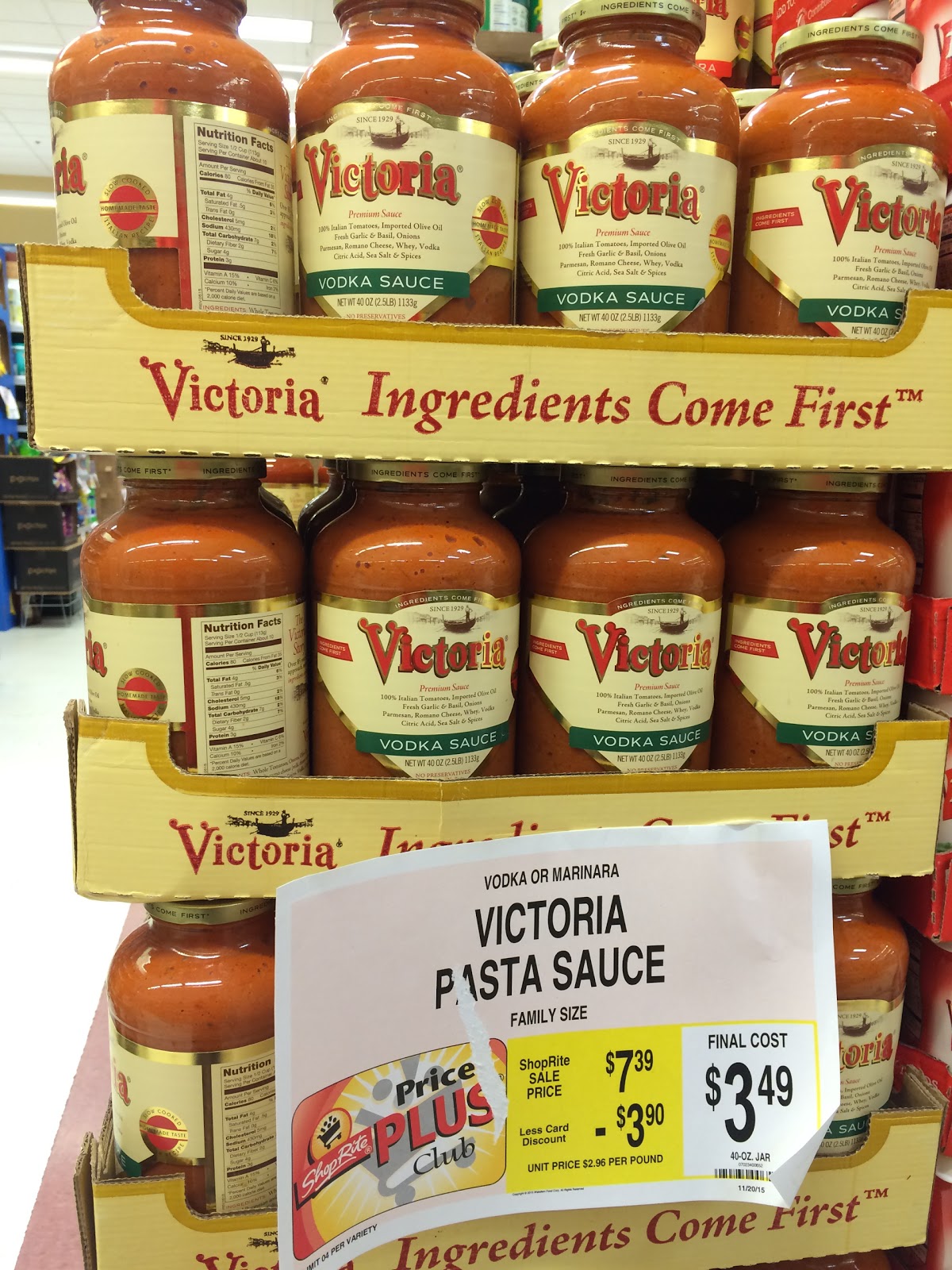 Do You Really Know What You're Eating? Big sale on family size Victoria Pasta Sauces at Paramus