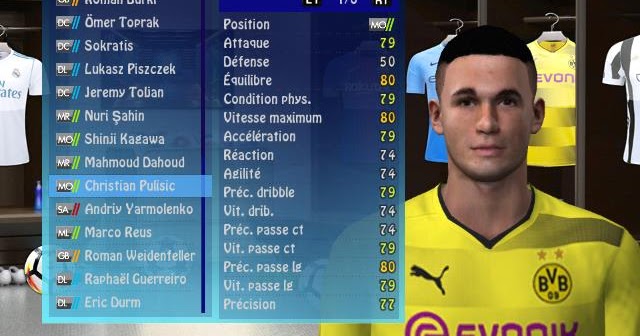 PES 2009 , PES 2010 Christian Pulisic Face 18/19 - Eno Patch - Updates