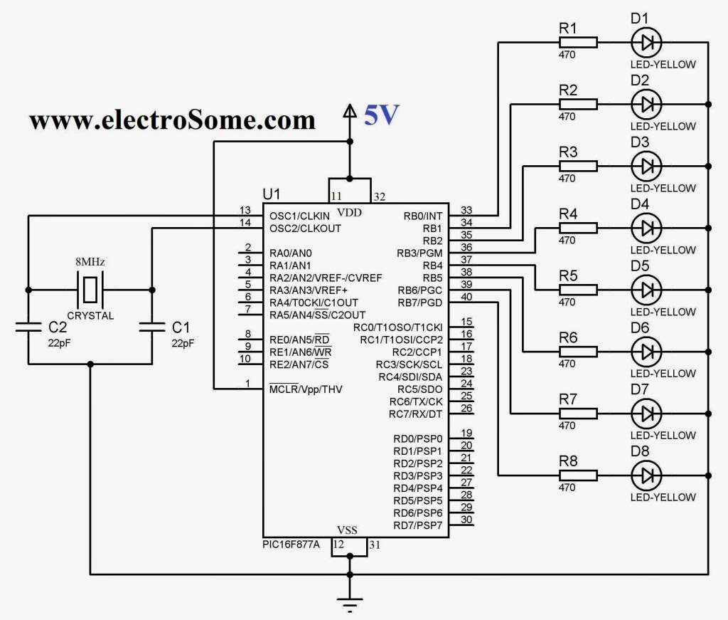 Chaser LEDs Project Using PIC16F877A MUC | 3G Lab Technology India