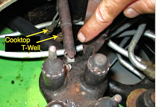 Adjustments for pilot flames on a Chambers Model B, showing the flash tube and burner.