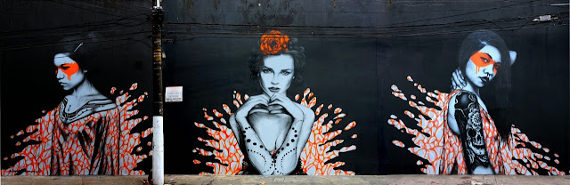 "Splash" a new sexy street art collaboration by Fin DAC and Angelina Christina in Sao Paulo Brazil. 2