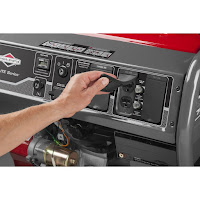 Briggs & Stratton 30663's outlets panel including 4x 120v outlets & 1x 120/240v 30-amp outlet with circuit breaker protection