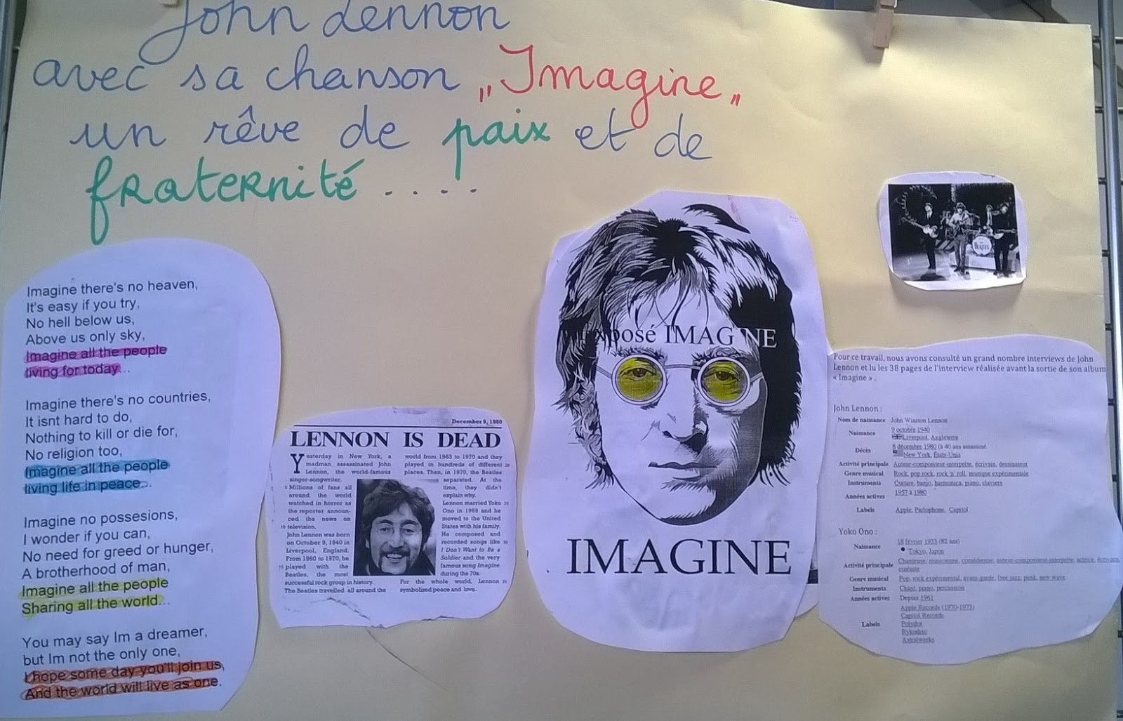 Traduction De La Chanson Imagine De John Lennon Traduction De La Chanson Imagine De John Lennon | AUTOMASITES