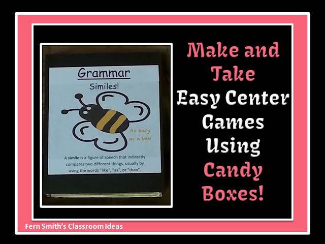Easy Make and Take Centers with Leftover Valentine's Day Candy Boxes by Fern Smith's Classroom Ideas