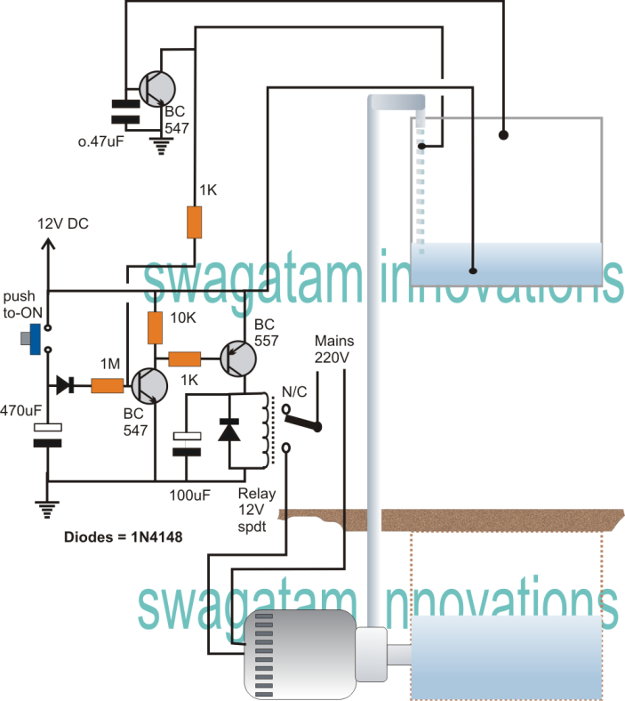 Underground Water Pump Motor Dry Run Protector Without Probes | Circuit