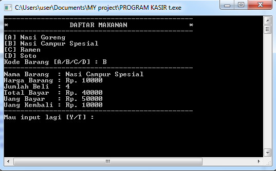 Program Kasir C++