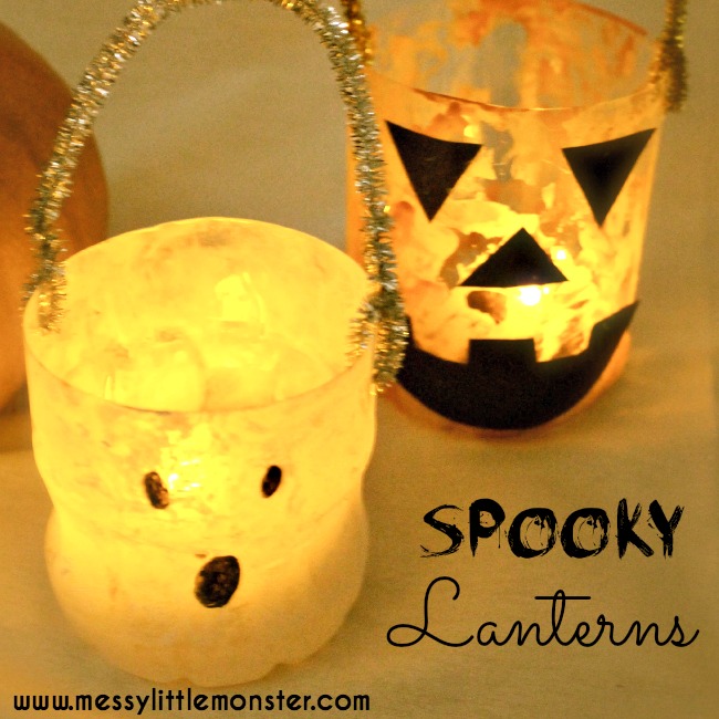 Plastic Bottle Halloween Lanterns Messy Little Monster