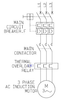 wiring diagram DOL electric motor control power circuit