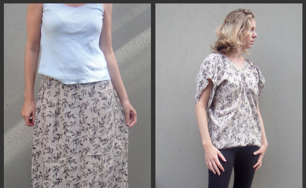 Refashion Co-op: Full length split skirt to v neck top