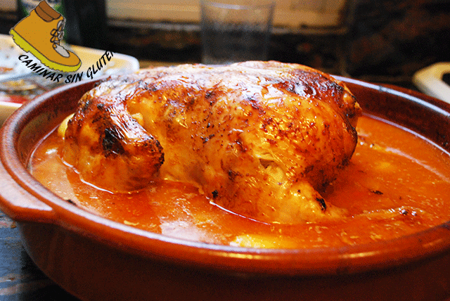 Pollo asado en salsa con cerveza sin gluten