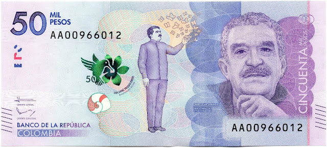 Colombia Money 50000 Pesos banknote 2016 Gabriel Garcia Marquez