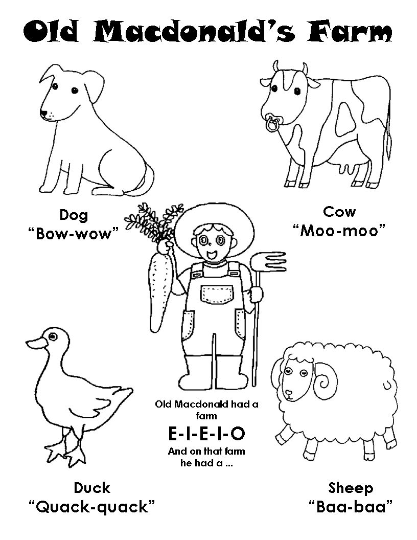 Old Macdonald Had A Farm Coloring - Old%2520Macdonaldbw
