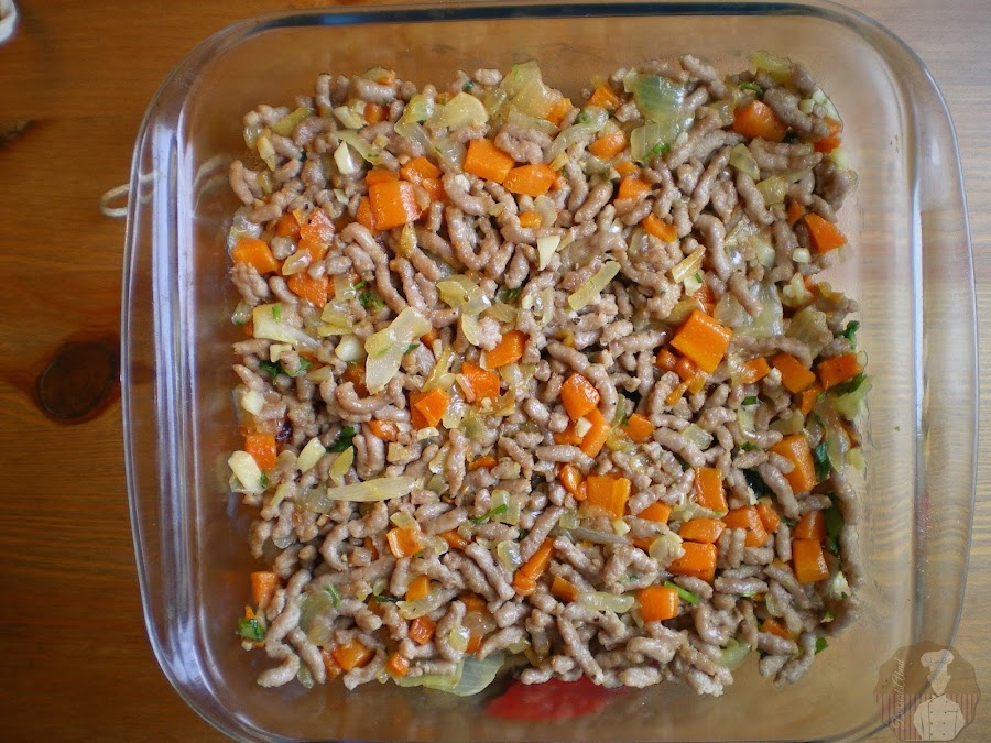 Hachis Parmentier , base con sofrito de carne y verduras