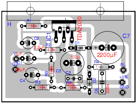 Power audio amplifier with TDA 2030 for applications automotives 14 ...