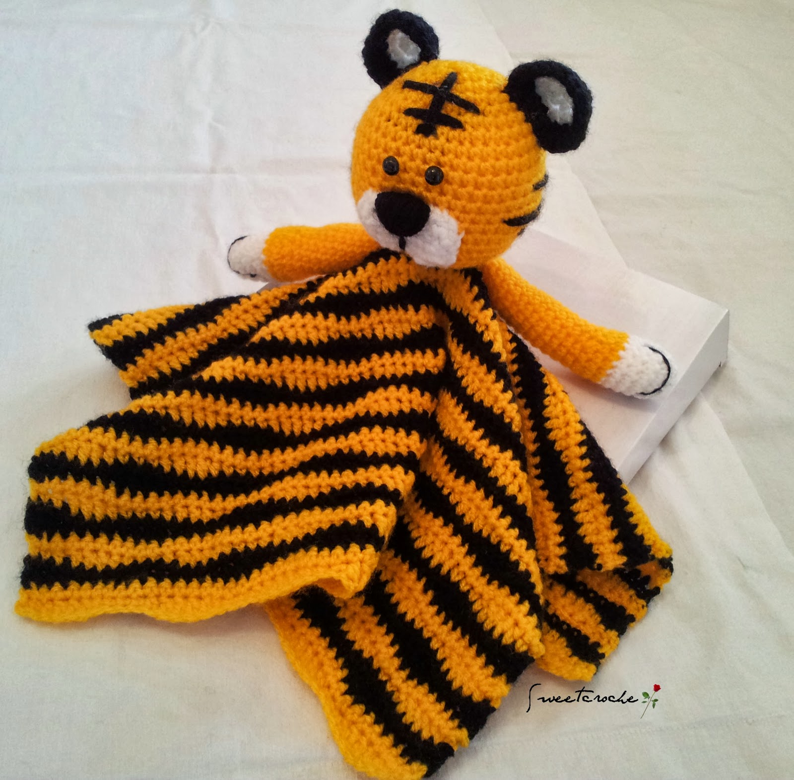 SweetCroche Tiger Lovey Security Blanket