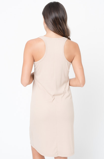 Buy Now Taupe Scoop Neck Ribbed Tank Dress Online -Final Sale- $20 -@caralase.com