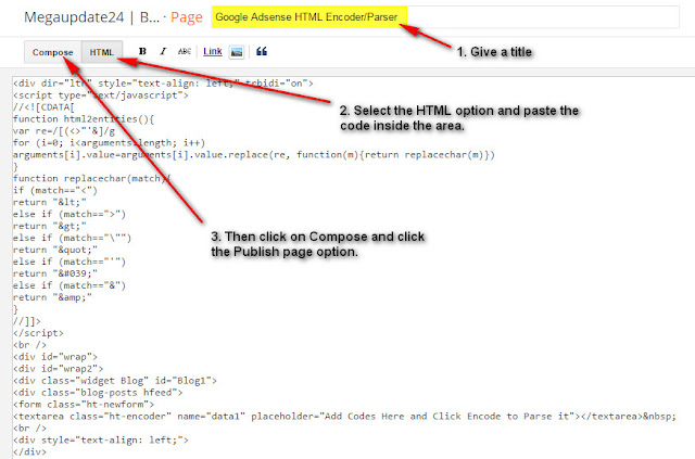 HTML Encoder/Parser Tool in Blogger