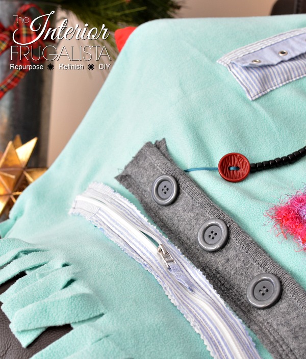 Zipper and buttons on Dementia Fidget Blanket