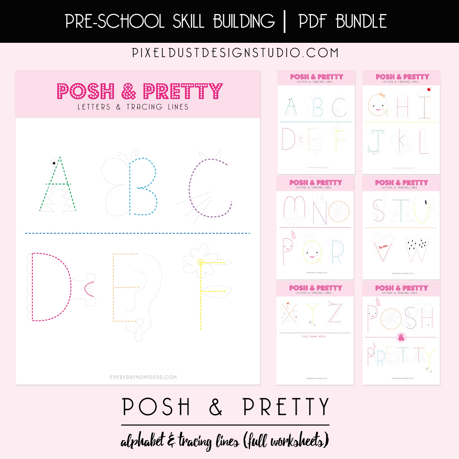 POSH Wonderful Studying Letters Tracing (Pre-college or university ABCs graphic relating to Alphabet Line Printable named POSH Beautiful Finding out Letters Tracing (Pre-college ABCs