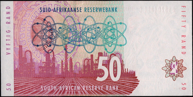 South Africa Money 50 Rand banknote 1992 Manufacturing - Sasol oil refinery