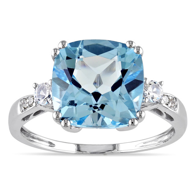 Kari LikeLikes: White Gold Blue Topaz White Sapphire and Diamond Ring