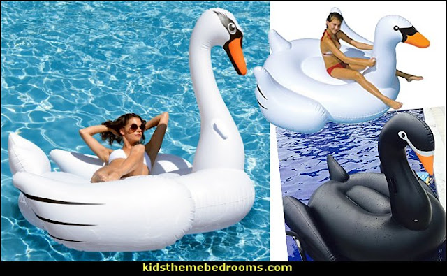 Jumbo Inflatable Giant Swan - Floatie Ride On Rideable Blow Up Summer Fun Pool Toy Lounger Floatie Raft for Kids & Adults