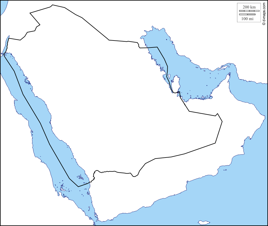 السعوديه للمملكه العربيه خريطه صماء خريطة المملكة