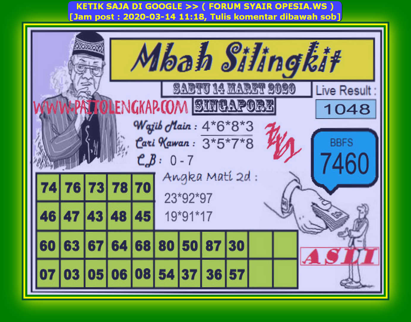 1 New Message Kode Syair Singapore 14 Maret 2020 Forum Syair Togel Hongkong Singapura Sydney