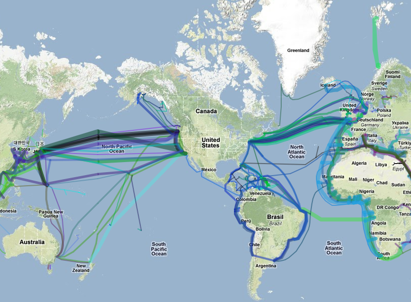 Undersea Cable Map - Source: Greg's Cable Map