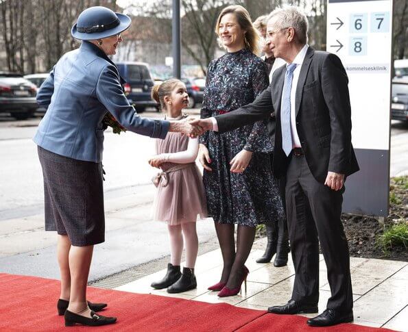 Queen Margrethe II attended the opening of the North Wing at Rigshospitalet in Copenhagen. the treatment of patients with burns, epilepsy