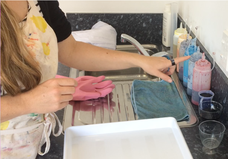 Charlotte Scott Textile Artist How to dye silk organza. Technique 1