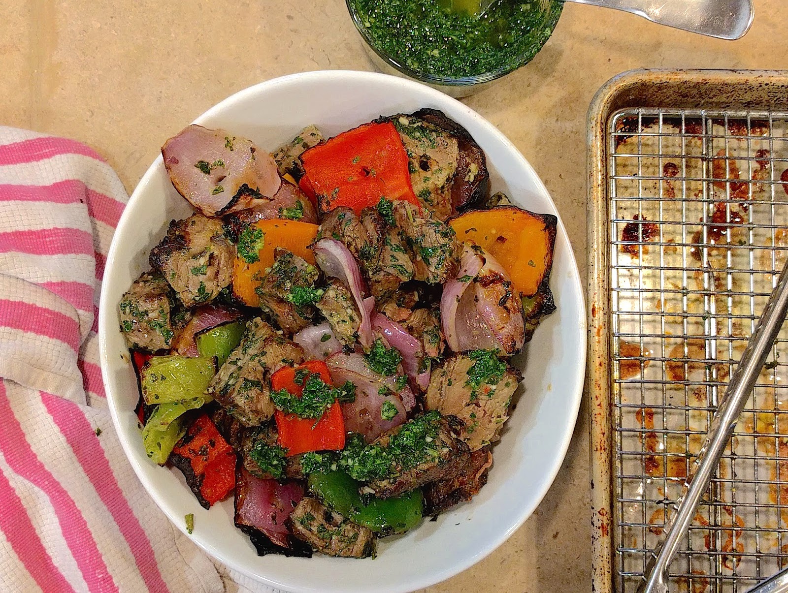 Chimichurri Marinated Ribeye Steak Skewers Simple Awesome Cooking A