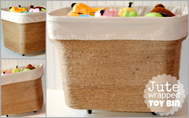 Jute Wrapped Toy Bin from Old Tote