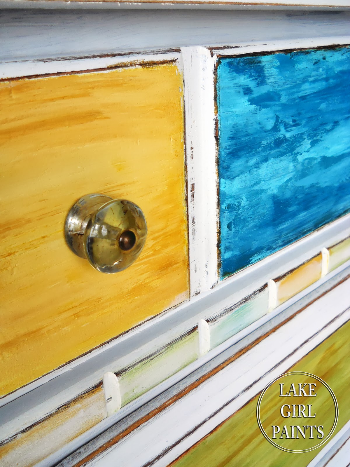 Lake Girl Paints Dresser Makeover Brown to White Beach Style