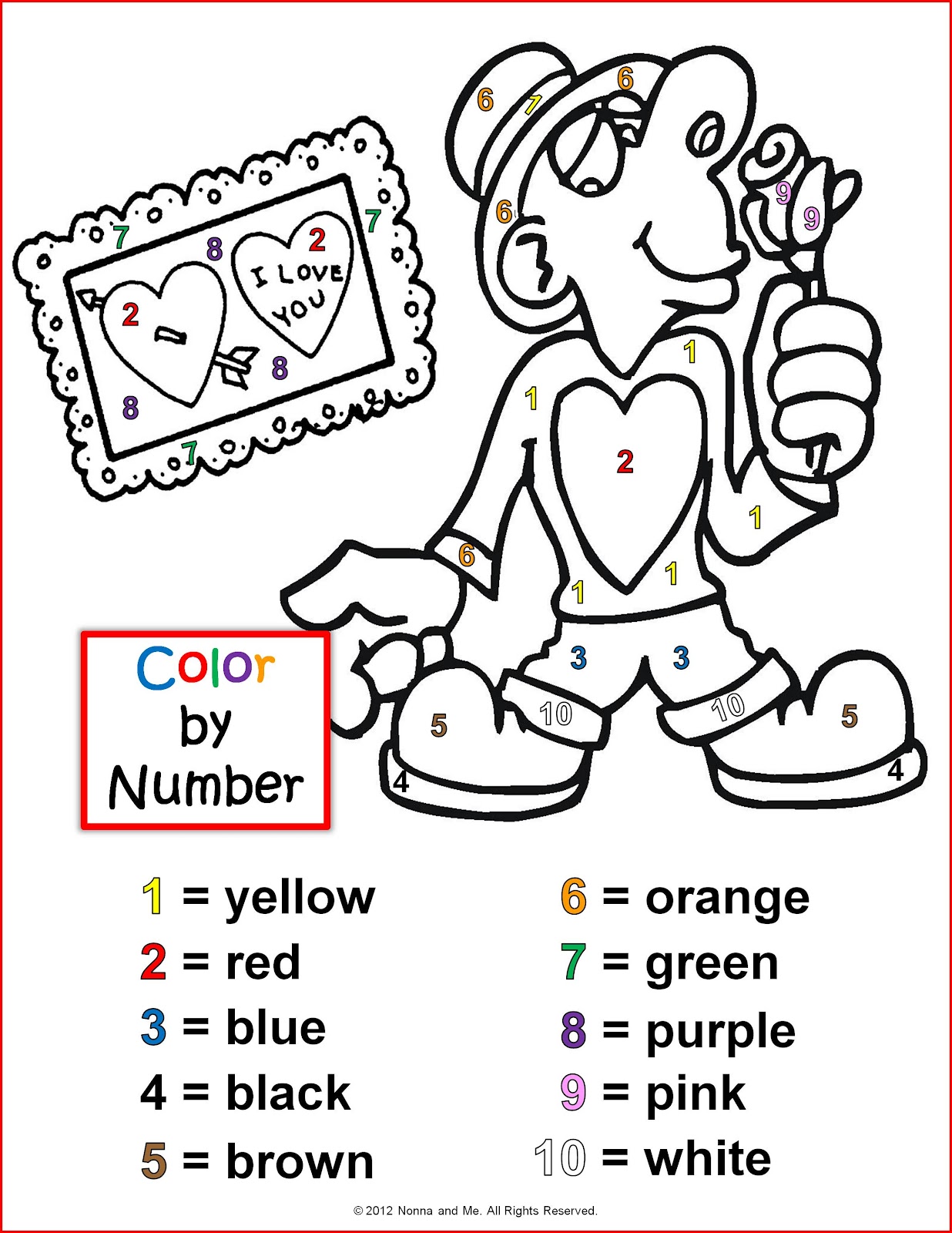 valentine coloring pages by numbers - photo #39