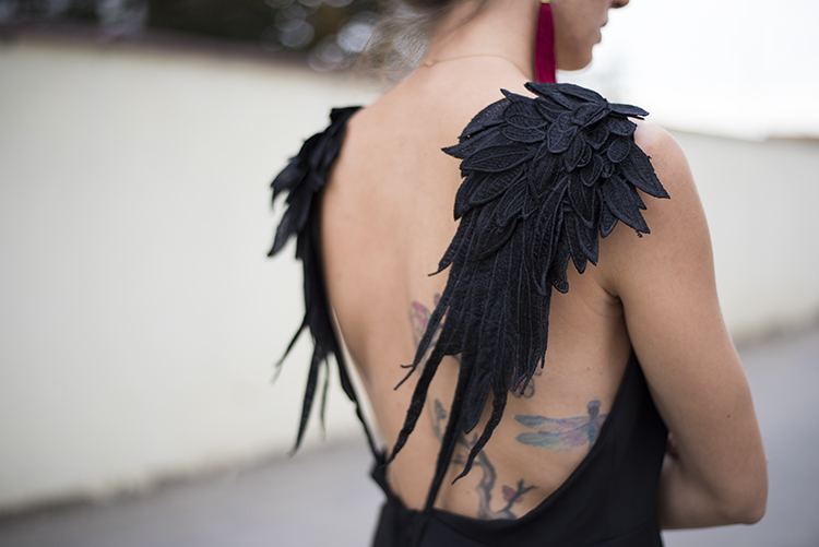 Angel Wings Black Cami Dress