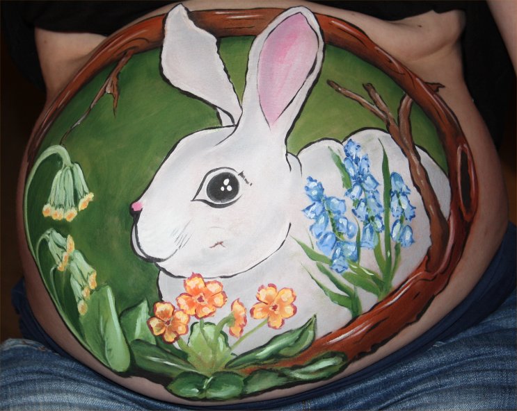 Helen @ Cats Whiskers: Pregnant Tummy Painting for Easter