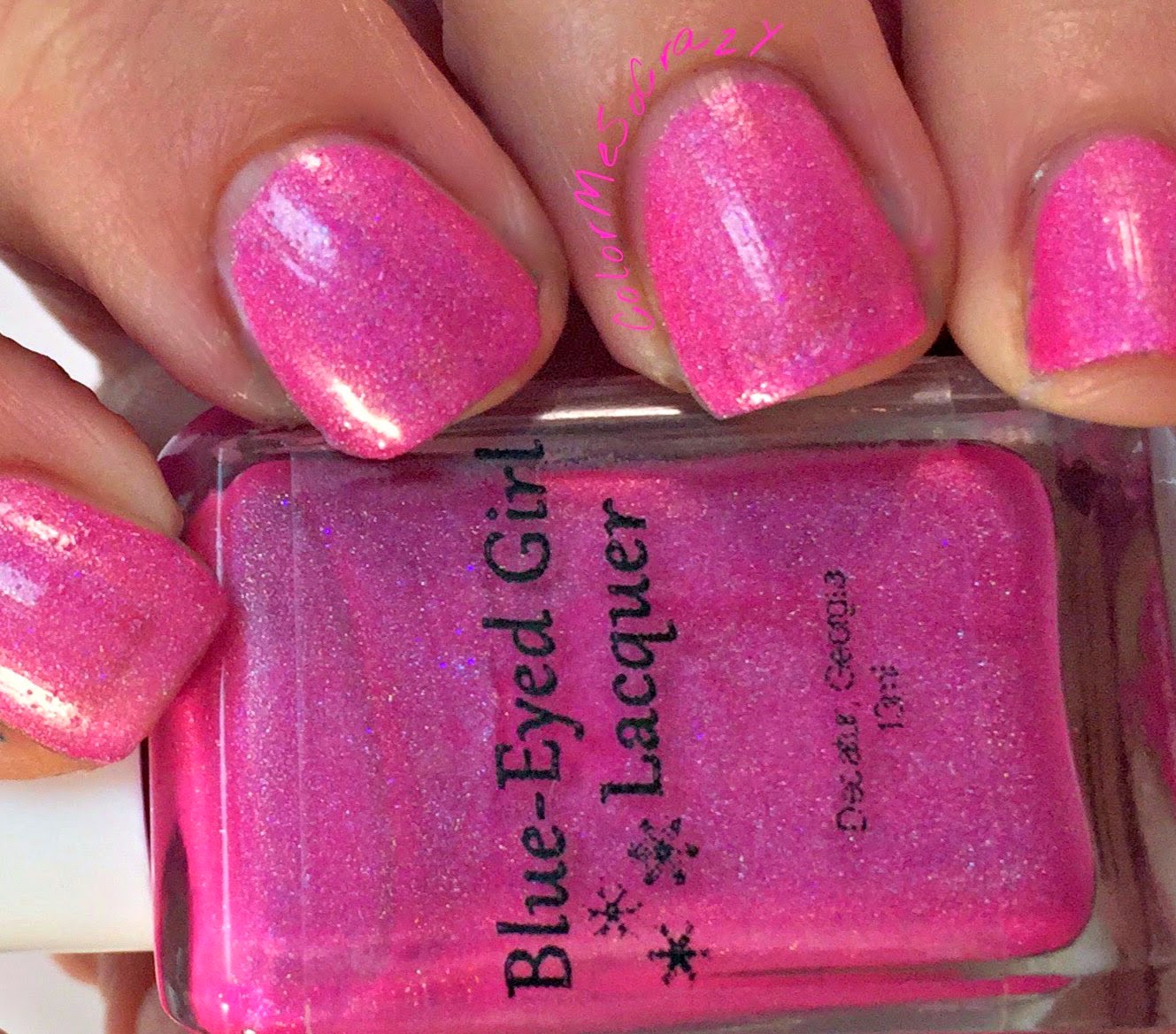 begl, blue eyed girl lacquer, nail polish, pink, spark in the dark, she's electricity, pink indie polish