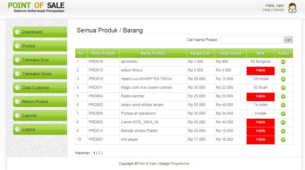 Source Code Penjualan Barang, Point Of Sales berbasis Web - Source Code