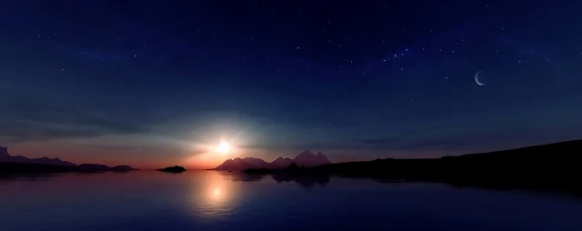 Sol, lua e estrelas vistos ao mesmo tempo sobre a Terra