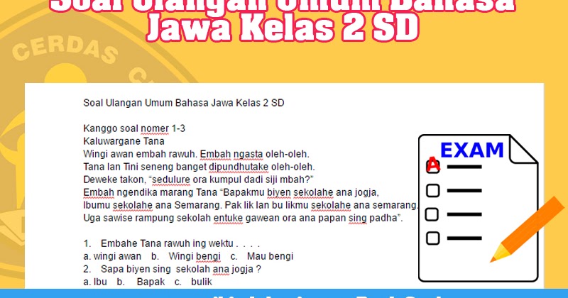 Soal Ulangan Umum Bahasa Jawa Kelas 2 SD Wiki Edukasi